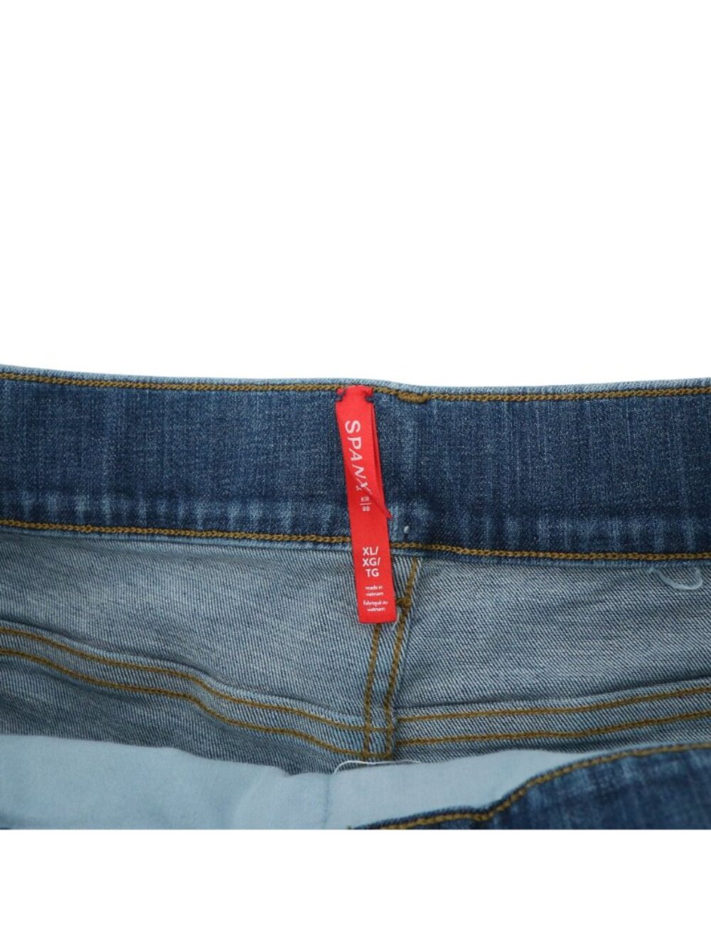 Spanx Everywhere Wide Leg Cropped Denim Patch Pockets Tummy Control Jeans XL - Picture 6 of 8